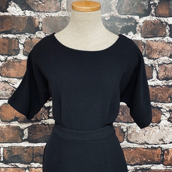 Bobeau Dress Black Tulip Hem Short Sleeves Medium Petite - Picture 4 of 13